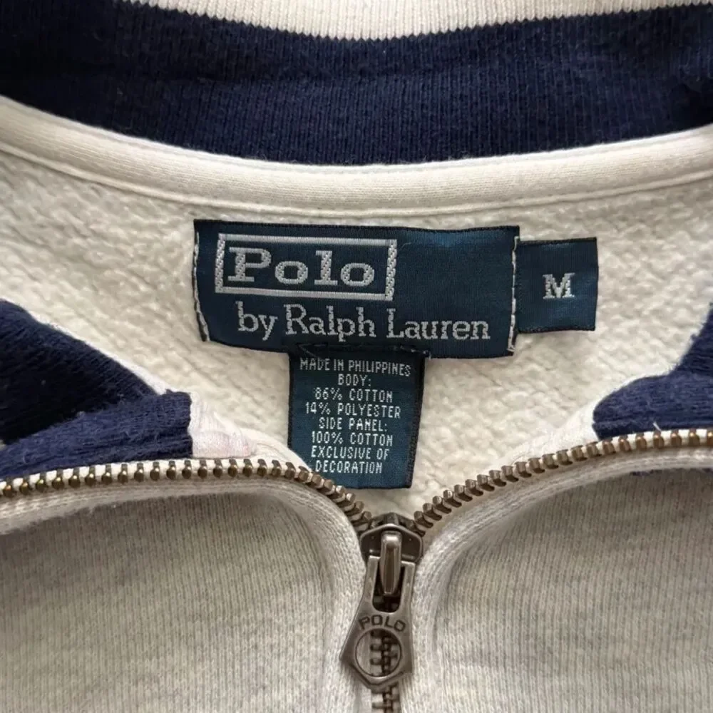 Vintage Polo Ralph Lauren PWING Stadium 1/4 Zip Sweater Size M